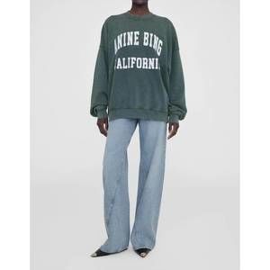 ANINE BING miles sweatshirt in washed dark sage